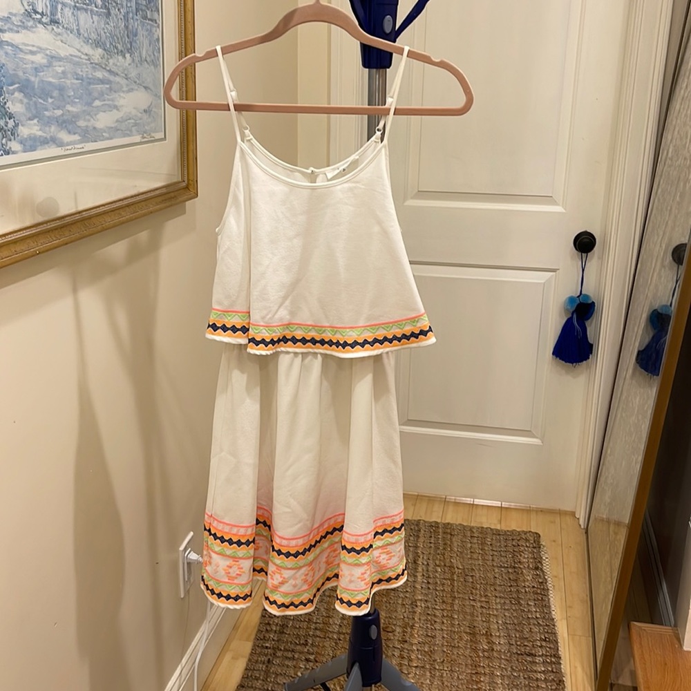 White dress with bright pops of color